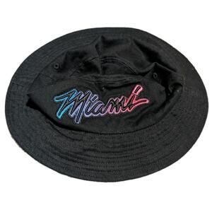 Black One Size Fits All Bucket Hat With Miami Spell Out Black